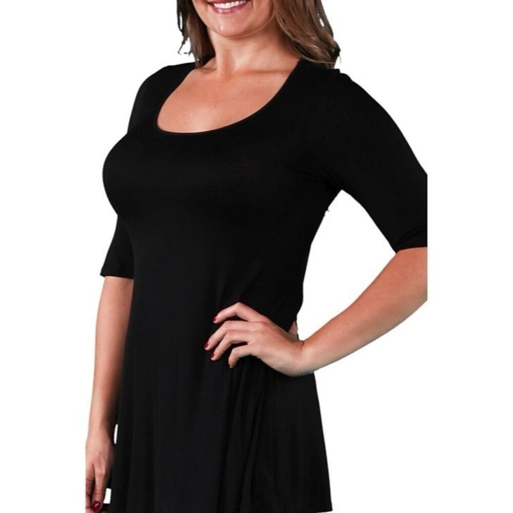 24seven Comfort Apparel Plus Size Tunic Top Black Size 3X